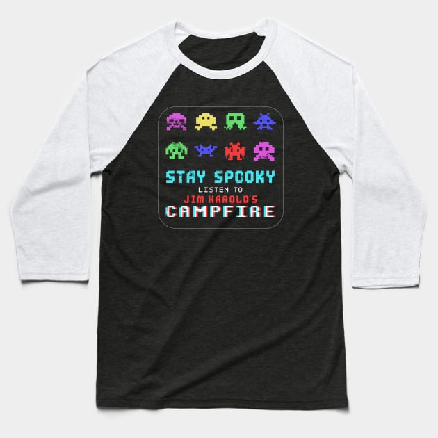 80s Video Game Stay Spooky Baseball T-Shirt by Jim Harold's Classic Merch Store